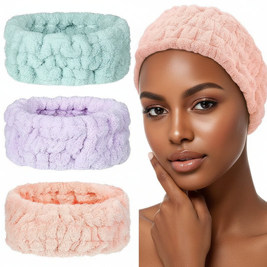 Makeup headband turban holding hair back during makeup routine
Stretchy hair wrap for keeping hair out of face while applying makeup
Soft beauty headband for skincare and makeup application
Elastic head wrap for clean and easy face routine