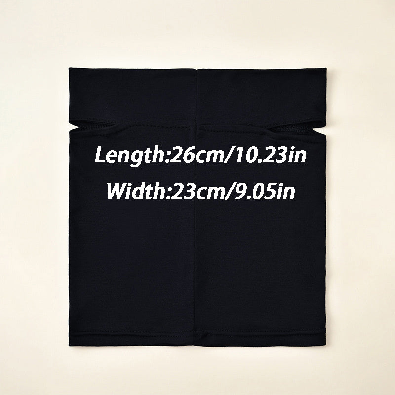 Black fabric with measurements printed on a beige background
