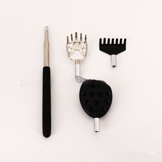 Black stainless steel back scratcher with ergonomic extendable handle