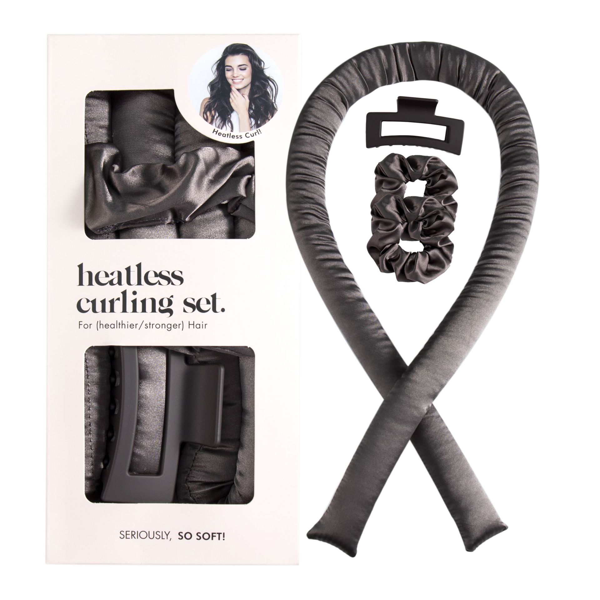 heatless hair curler ribbon overnight curls set
fabric hair curling rod with clip and hair ties
no heat hair curling tool soft waves styling
overnight hair curler set for natural curls