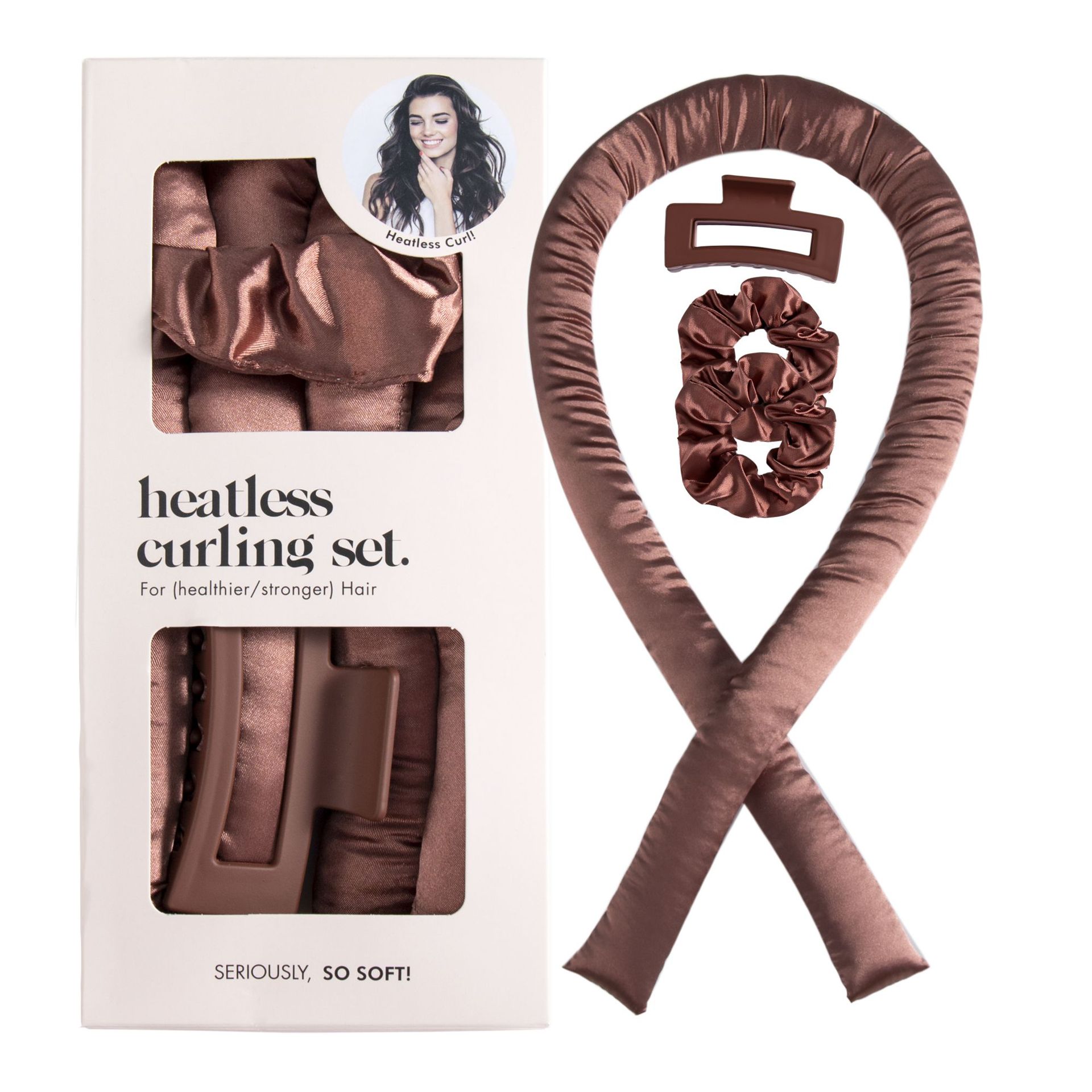 heatless hair curler ribbon overnight curls set
fabric hair curling rod with clip and hair ties
no heat hair curling tool soft waves styling
overnight hair curler set for natural curls