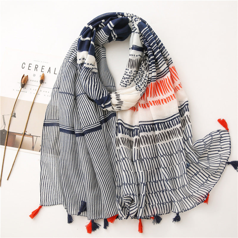 Retro Bohemian Cotton-Linen Scarf.