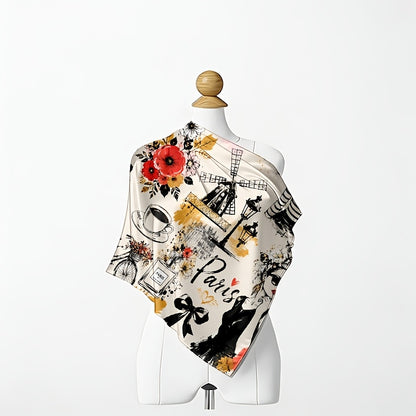 Parisian Style Illustrated Headscarf | Multifunctional Headwear