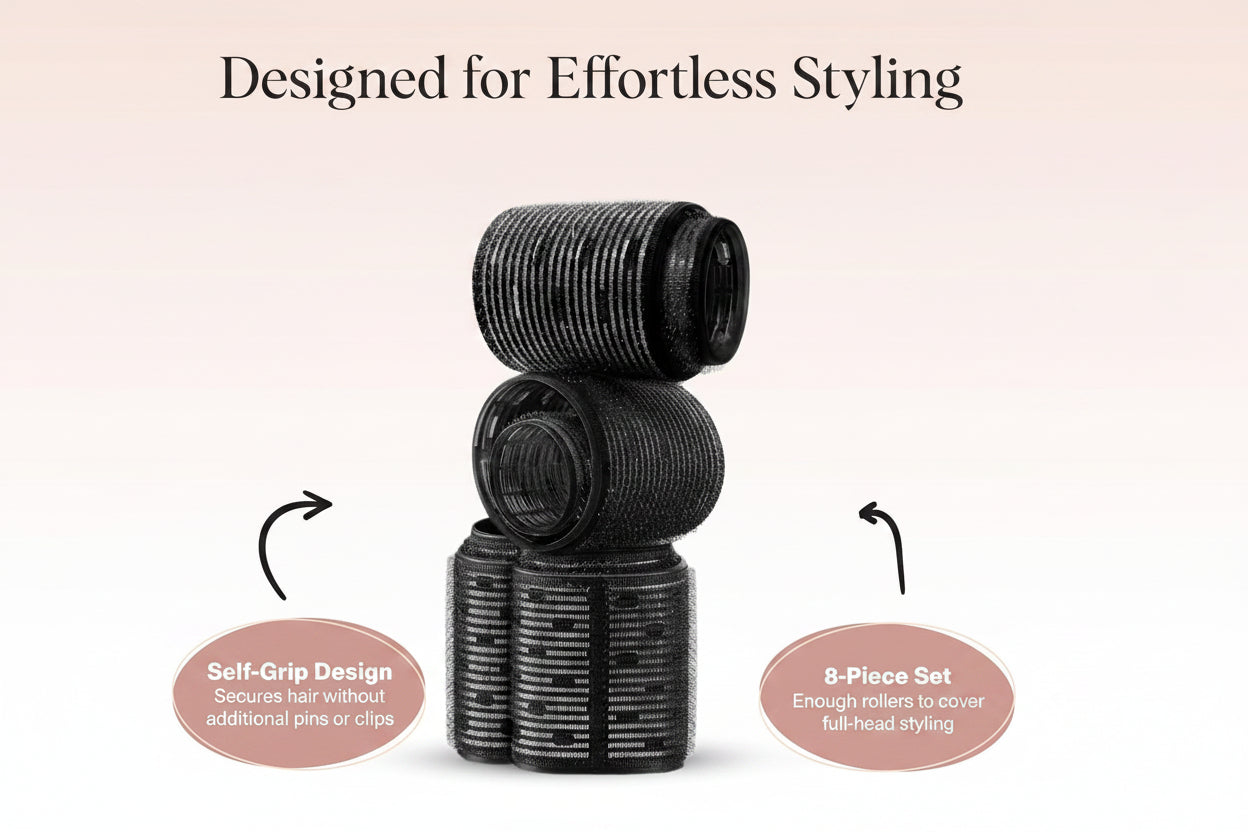 18pcs self grip hair rollers set with 3 sizes
Multi size hair rollers for all hair types
Lightweight sleep hair curlers set