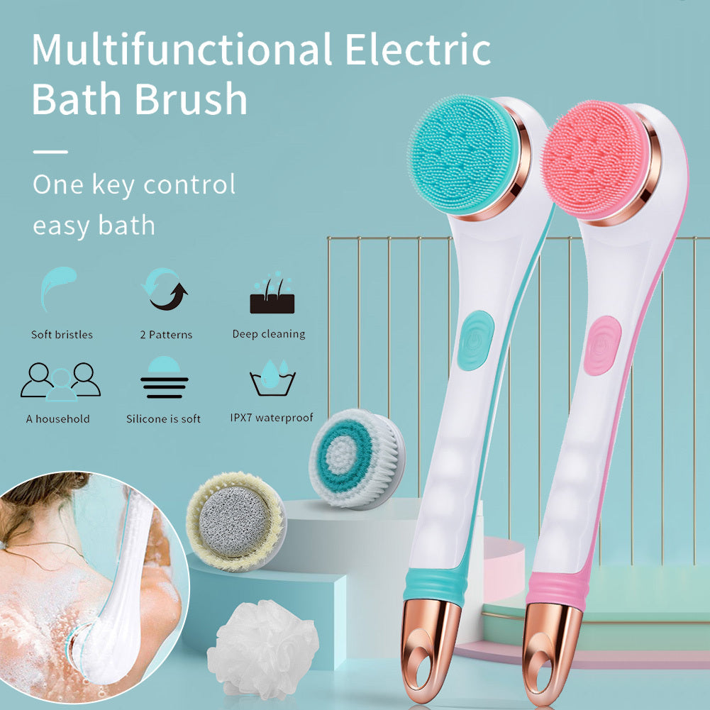 Rechargeable rotating bath brush with 4 interchangeable heads for body care
Waterproof electric shower scrubber with long handle and 2 speed settings
Exfoliating body brush with rotating head for deep cleansing and massage
Cordless bath brush set for shower skincare and spa-like body treatment