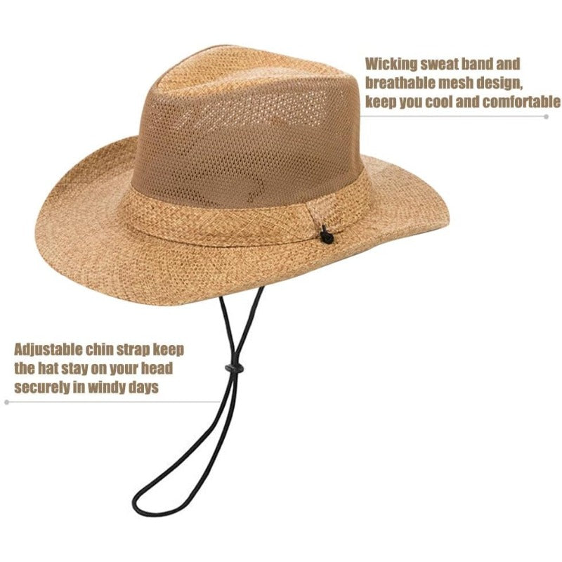 Wide Brim Straw Panama Hat – Foldable UV Sun Protection Fedora