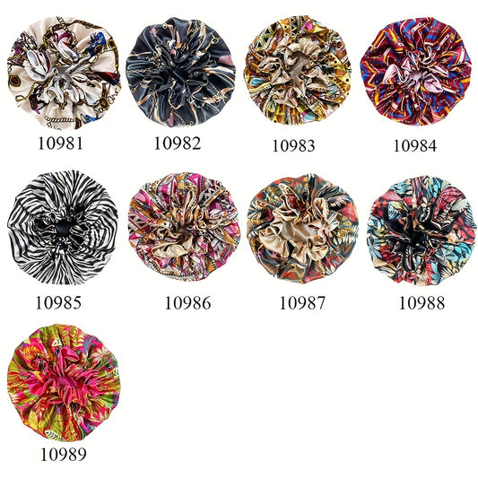 Double Layer Large Print Hair Bonnet