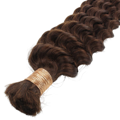 Medium Brown Deep Wave Color 4 Bulk 100% Human Braiding Hair
