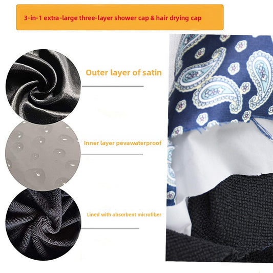 3- Layer Waterproof Hair Drying Bath Cap