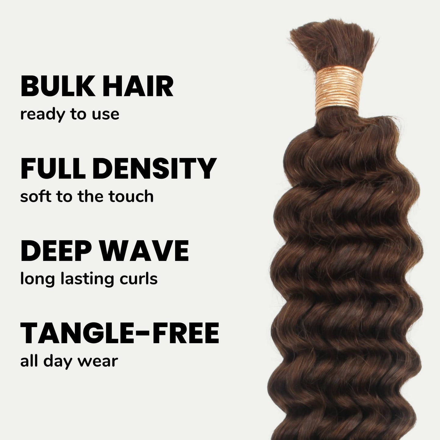 Medium Brown Deep Wave Color 4 Bulk 100% Human Braiding Hair